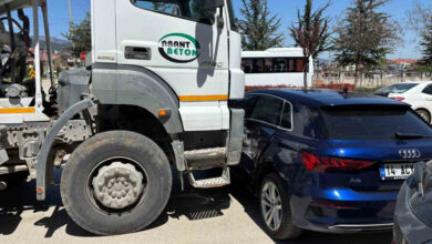 bolu beskavaklarda beton mikseri ile otomobil kazasi 1 yarali trafik aksadi yETB6DQI