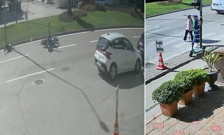 bursada yaya gecidinde korkutan kaza motosiklet kadina carpti JkQ2gSTm