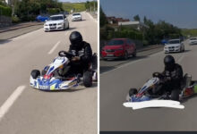 go kart surucusu pisti sasirdi trafige cikip drift atti HM8NDDj4