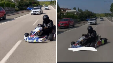 go kart surucusu pisti sasirdi trafige cikip drift atti HM8NDDj4