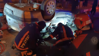 malatyada otomobil refuje carpip devrildi KPal1mpt
