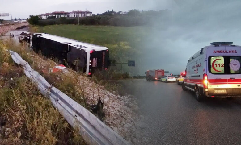 Manisa’da yolcu otobüsü şarampole yuvarlandı: 10 yaralı! 1 manisada yolcu otobusu sarampole yuvarlandi 10 yarali KrdKmiWR