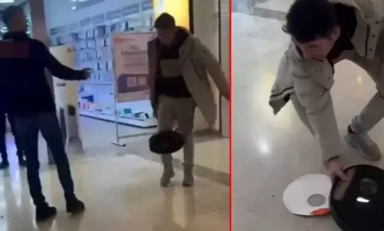 Sürekli arızalanan robot süpürgeyi, satın aldığı mağazanın önünde parçaladı 1 surekli arizalanan robot supurgeyi satin aldigi magazanin onunde parcaladi VBIRSu7r