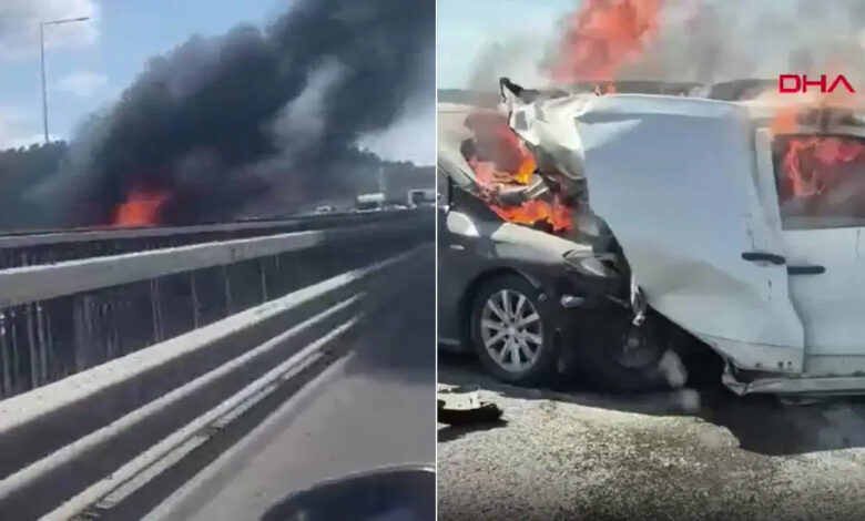 kuzey marmara otoyolunda korku dolu anlar cekmekoyde 3 arac carpisti 2si alev aldi ebgZCM2t