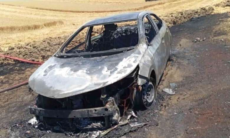 Tekirdağ’da şok görüntüler: Tarlada otomobil alev alev yandı 1 tekirdagda sok goruntuler tarlada otomobil alev alev yandi U42h3rJX